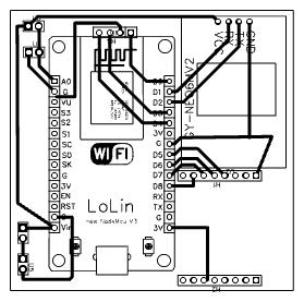 LoLin NodeMCU V3 board layout showing pinout and WiFi module